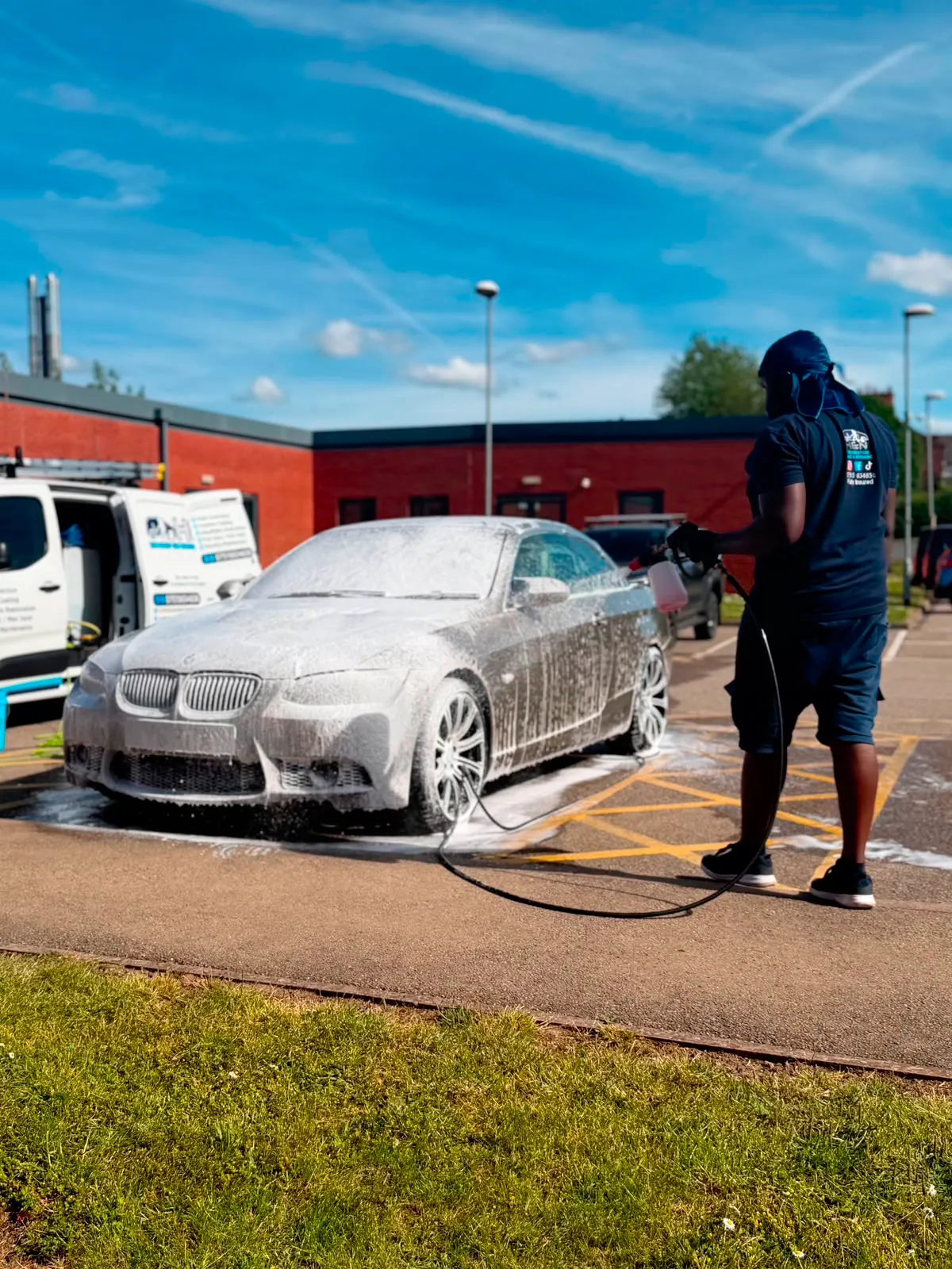 Mini valet exterior wash and snow foam in progress